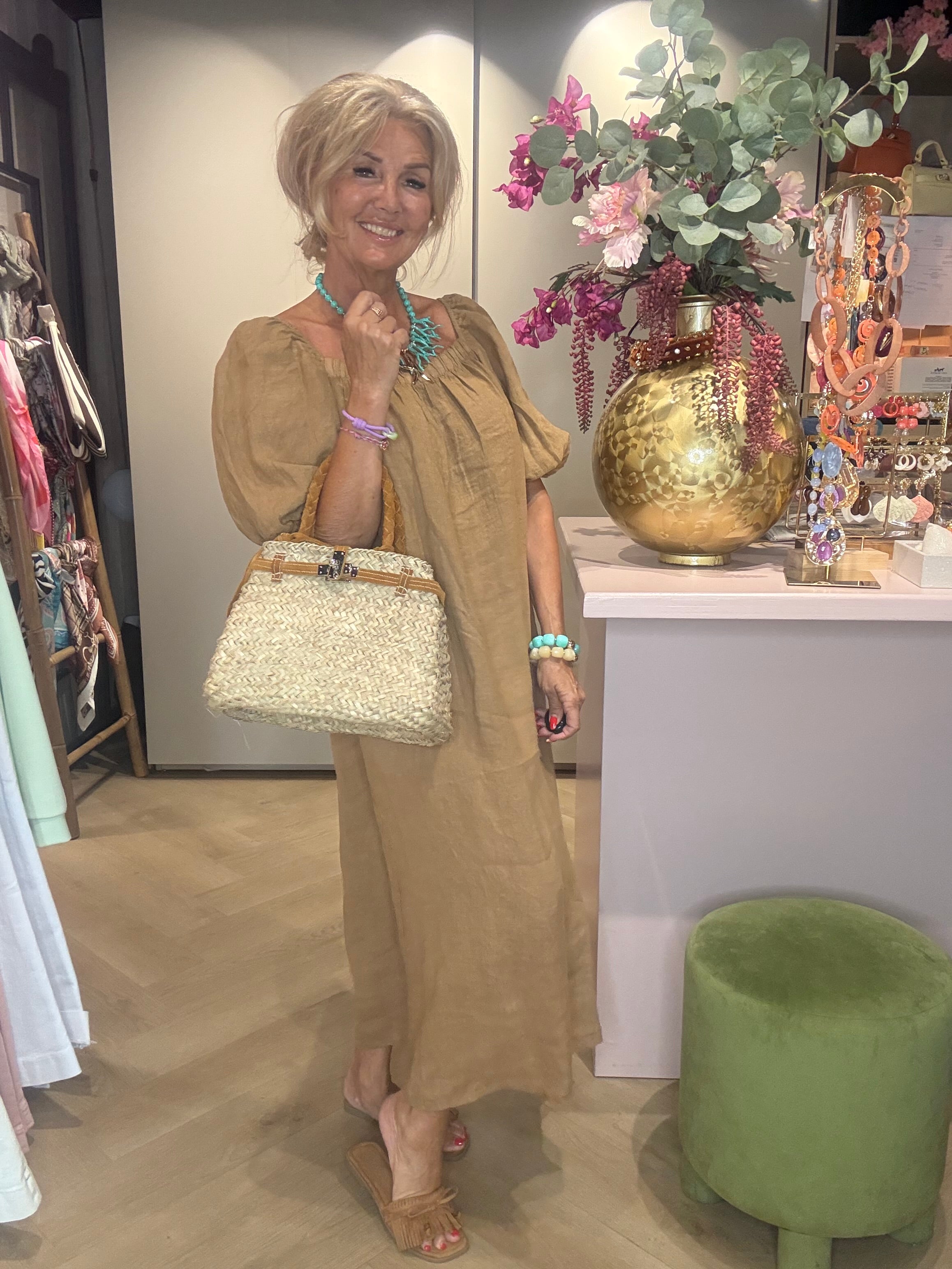 Linnen Jurk Camel